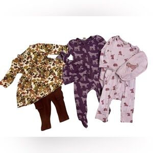 Kate Quinn 7 pc Purple Cream Brown Lot Sleeper Outfits Onesie Pant Bib Hat